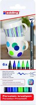 edding Porseleinstiften - 6 koele kleuren - vaatwasbestendig - Schrijfdikte van 1-4 mm