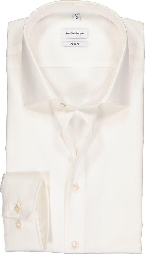 Seidensticker shaped fit overhemd - beige - Strijkvrij - Boordmaat: 38