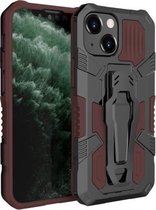 Machine Armor Warrior Schokbestendige pc + TPU-beschermhoes voor iPhone 13 mini (bruin)