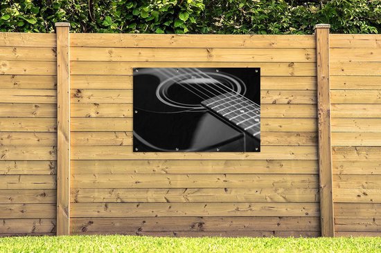 Affiche de jardin - Toile de jardin - Affiches extérieures - guitare acoustique - noir et blanc - Posters de jardin cm - Jardin