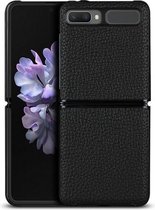 Voor Samsung Galaxy Z Flip Lychee Texture lederen opvouwbare beschermhoes (zwart)