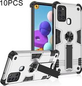 Voor Samsung Galaxy A21s 10 PCS Schokbestendige TPU + pc-beschermhoes met onzichtbare houder (zilver)