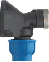 Irritec - klemkoppeling PE - muurplaat koppeling 25 mm x 3/4" - type Connecto Plus - PN10 - blauwe wartel en DVGW en WRAS drinkwater keurmerk