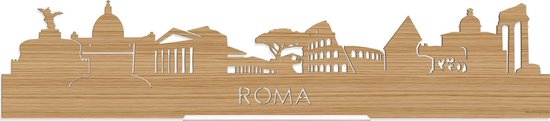 Standing Skyline Rome Bamboe hout - 60 cm - Woondecoratie design - Decoratie om neer te zetten en om op te hangen - Meer steden beschikbaar - Cadeau voor hem - Cadeau voor haar - Jubileum - Verjaardag - Housewarming - Interieur - WoodWideCities