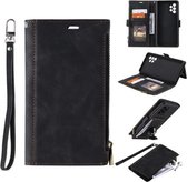 Voor Samsung Galaxy A72 Zijrits Terug Kaart Horizontale Flip PU Lederen Case met Kaartsleuven & Portemonnee & Fotolijst & Lanyard (Zwart)