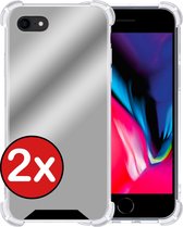 Hoes voor iPhone 8 Hoesje Spiegel Siliconen Mirror Case Shock Proof - Hoes voor iPhone 8 Hoes Spiegel Back Cover Hoesje - Zilver - 2 PACK