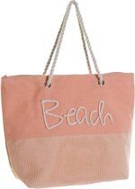 Strandtas beach roze 38 x 38 cm - Strandshoppers van polyester