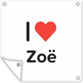 Tuin poster I love - Zoë - Meisje - 200x200 cm - Tuindoek