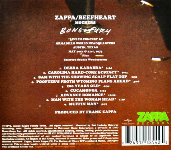 Frank Zappa - Bongo Fury (CD)