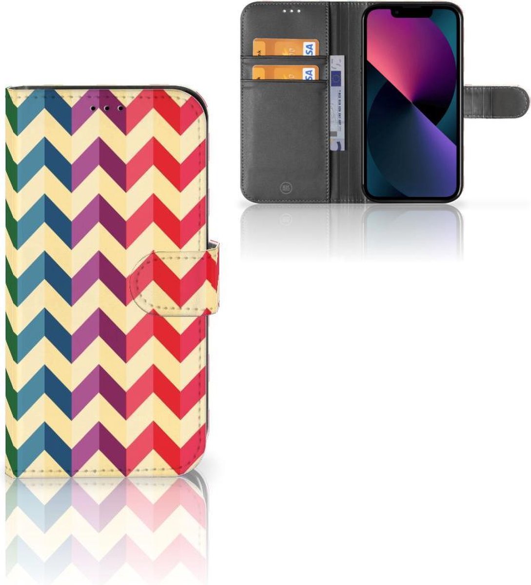 Apple iPhone 13 Telefoon Hoesje Zigzag Multi Color