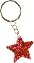 sleutelhanger glitter ster junior 3,5 cm rood