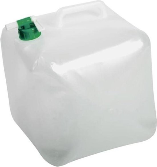 Kunststof camping watercontainer/jerrycan opvouwbaar voor drinkwater 25 x 25 x 25 cm - 15 liter