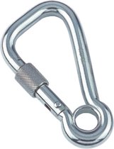 Karabijnhaak, asymmetrisch, met borgmoer en oog, 11x120mm