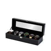 Mats Meier Mont Fort zwarte horlogebox voor 6 horloges - Zwart