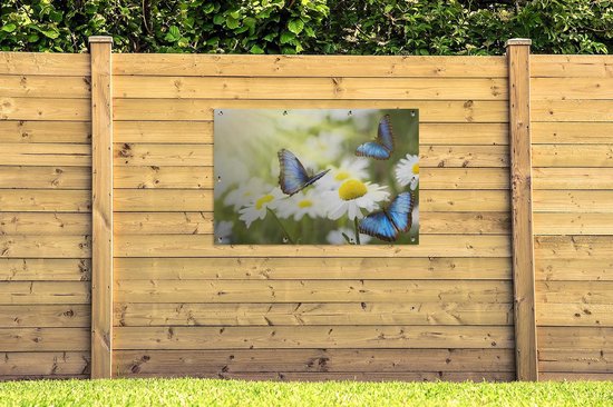 Poster de jardin Fleurs - Papillons - Été - 120x80 cm - Jardin