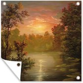 Nappe de jardin Automne - Soleil - Rivière - Aquarelle - 100x100 cm