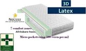Aloe Vera - Caravan - Medical Logeermatras 3D - Matras Micropocket 500 Latex Bamboo 7 zone met handgrepen 23 CM - Gemiddeld ligcomfort - 90x180/23