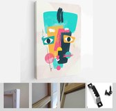 Face portrait abstraction wall art illustration design vector. creative shapes design graphics with textured geometric shapes - Modern Art Canvas - Vertical - 1904375755 - 50*40 Ve