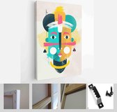 Face portrait abstraction wall art illustration design vector. creative shapes design graphics with textured geometric shapes - Modern Art Canvas - Vertical - 1904375755 - 50*40 Ve