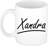 Xandra naam cadeau mok / beker sierlijke letters - Cadeau collega/ moederdag/ verjaardag of persoonlijke voornaam mok werknemers