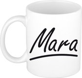 Mara naam cadeau mok / beker sierlijke letters - Cadeau collega/ moederdag/ verjaardag of persoonlijke voornaam mok werknemers