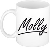 Molly naam cadeau mok / beker sierlijke letters - Cadeau collega/ moederdag/ verjaardag of persoonlijke voornaam mok werknemers