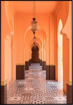 Poster oranje gang Marokko stijl - 30x40 cm