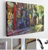 Abstract psychedelic grunge background graphic stylization on a textured canvas of chaotic blurry strokes and strokes of paint - Modern Art Canvas - Horizontal - 1234555030 - 115*75 Horizontal