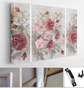 Decoration for the interior. Modern abstract art on canvas. A set of paintings with red roses - Modern Art Canvas - Horizontal - 1401402926 - 115*75 Horizontal
