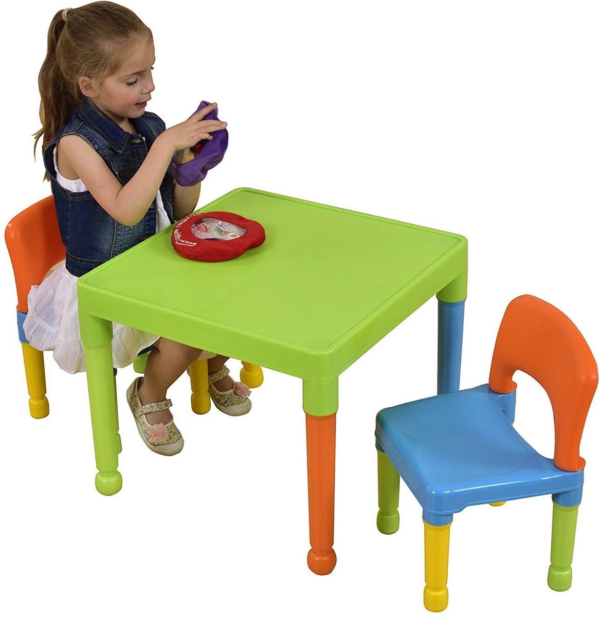 Tot Tutors Kids Plastic and 4 Chairs Set, Vibrant Ensemble Table et 4  chaises en Plastique pour Enfant Jaune/Vert/Bleu/Orange/Violet,  Multicolore, 1 : : Cuisine et Maison
