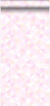 Origin behang driehoekjes pastel roze en perzik roze - 337208 - 53 cm x 10,05 m
