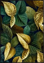Poster van gouden en groene bladeren - 13x18 cm