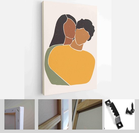 Set of abstract man and female shapes and silhouettes. Abstract couple portraits in pastel colors. Collection of contemporary art posters - Modern Art Canvas - Vertical - 1823302964 - 40-30 Vertical