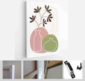 Set of creative minimalist hand painted illustrations with decorative vases, bottles, branches and leaves - Modern Art Canvas - Vertical - 1765713731 - 80*60 Vertical