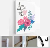 Itsallcanvas - Schilderij - Happy Valentines Day Cards. Handdrawn Romantic Lettering Art Vertical Vertical - Multicolor - 115 X 75 Cm