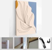 Set of abstract creative minimalist hand painted illustrations with decorative branches and leaves. For postcard, poster, social media story design - Modern Art Canvas - Vertical -