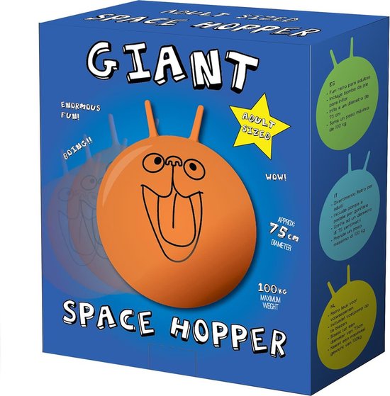 Gigantische Retro Space Hopper Skippyball voor volwassenen - 100kg met voetpomp - 70cm tot 75cm
