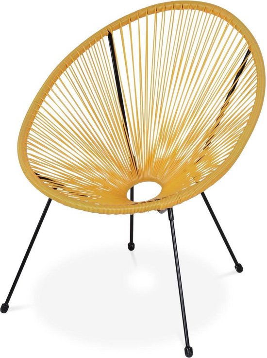 Set van 2 ei-vormige stoelen ACAPULCO met bijzettafel - Geel - Stoelen 4  poten design... | bol.com