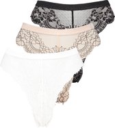 Hunkemöller Dames Lingerie 3-pack Hoog uitgesneden brazilian Yvo  - Roze - maat S