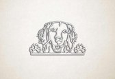 Wanddecoratie - Golden Retriever met pootjes - M - 53x90cm - EssenhoutWit - muurdecoratie - Line Art