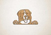 Wanddecoratie - Border Collie met poten - M - 53x90cm - Eiken - muurdecoratie - Line Art