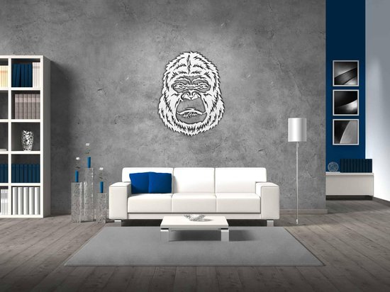 Décoration murale - Tête de Gorilla - XS - 30x23cm - AshwoodWhite - décoration murale - Line Art