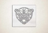 Line Art - Ijsbeer 2 vierkant - M - 60x67cm - EssenhoutWit - geometrische wanddecoratie