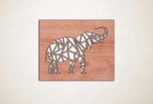 Line Art - Olifant vierkant 2 - S - 45x56cm - Multiplex - geometrische wanddecoratie