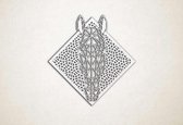 Line Art - Paard 2 met achtergrond - XS - 26x25cm - EssenhoutWit - geometrische wanddecoratie