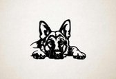 Wanddecoratie - Hond - Duitse Herder 5 - S - 43x58cm - Zwart - muurdecoratie - Line Art