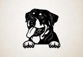 Wanddecoratie - Hond - Rottweiler 12 - M - 64x60cm - Zwart - muurdecoratie - Line Art