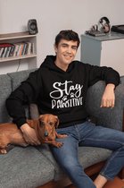 Stay Pawsitive Hoodie, Grappige Hondenhoodies, Unieke Cadeaus Voor Hondenliefhebbers, Kwaliteit Unisex Sweatshirt Met Capuchon, D004-002B, XL, Zwart