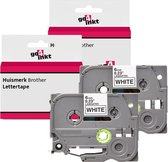 Compatible met Brother P-touch letter label tape cassette TZE-211 6mm Zwart op Wit - 2 stuks - van Go4inkt