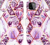 Hoesje geschikt voor iPhone X - Bookcase - Koord - Softcase - Patroon - Kunstleer - Paars